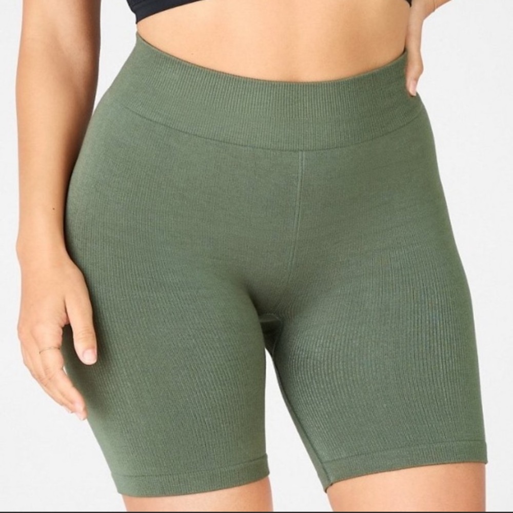 Olive Green Ribbed Fabletics Shorts